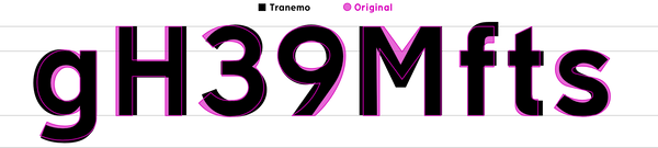 Comparing characters from Tranemo with the orginal typeface